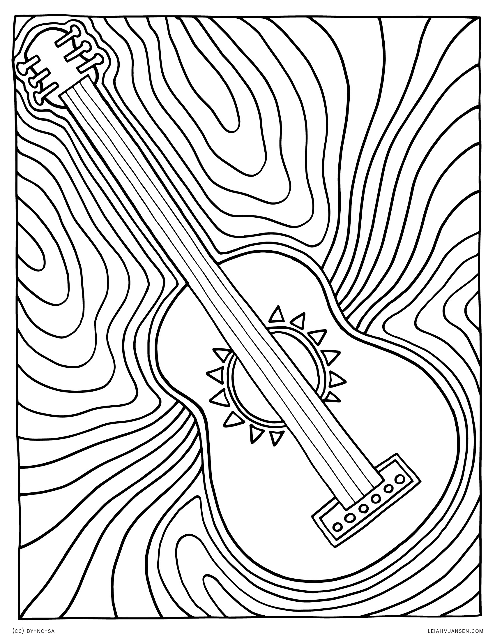 79 Guitar Coloring Pages Printable 49