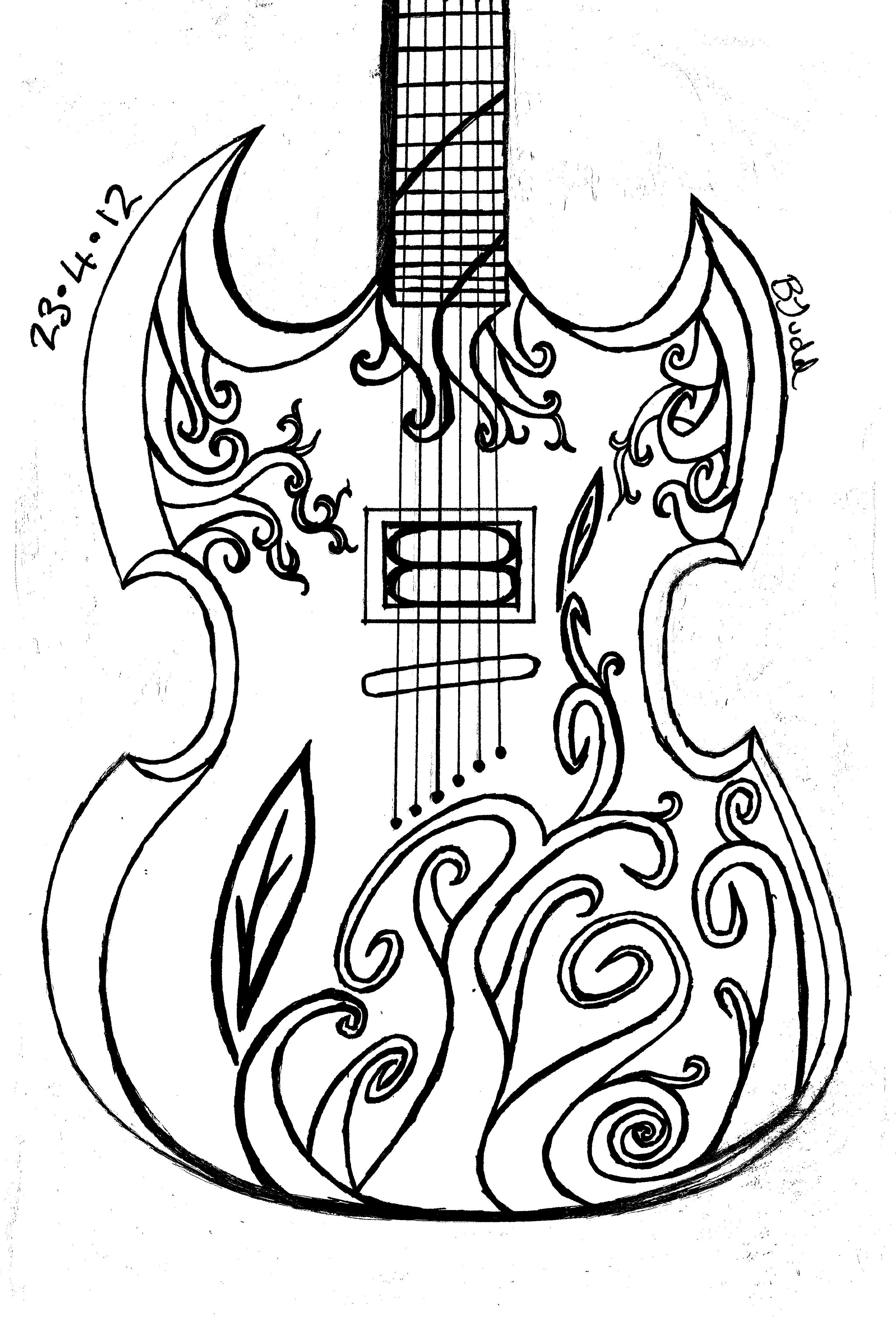 79 Guitar Coloring Pages Printable 61