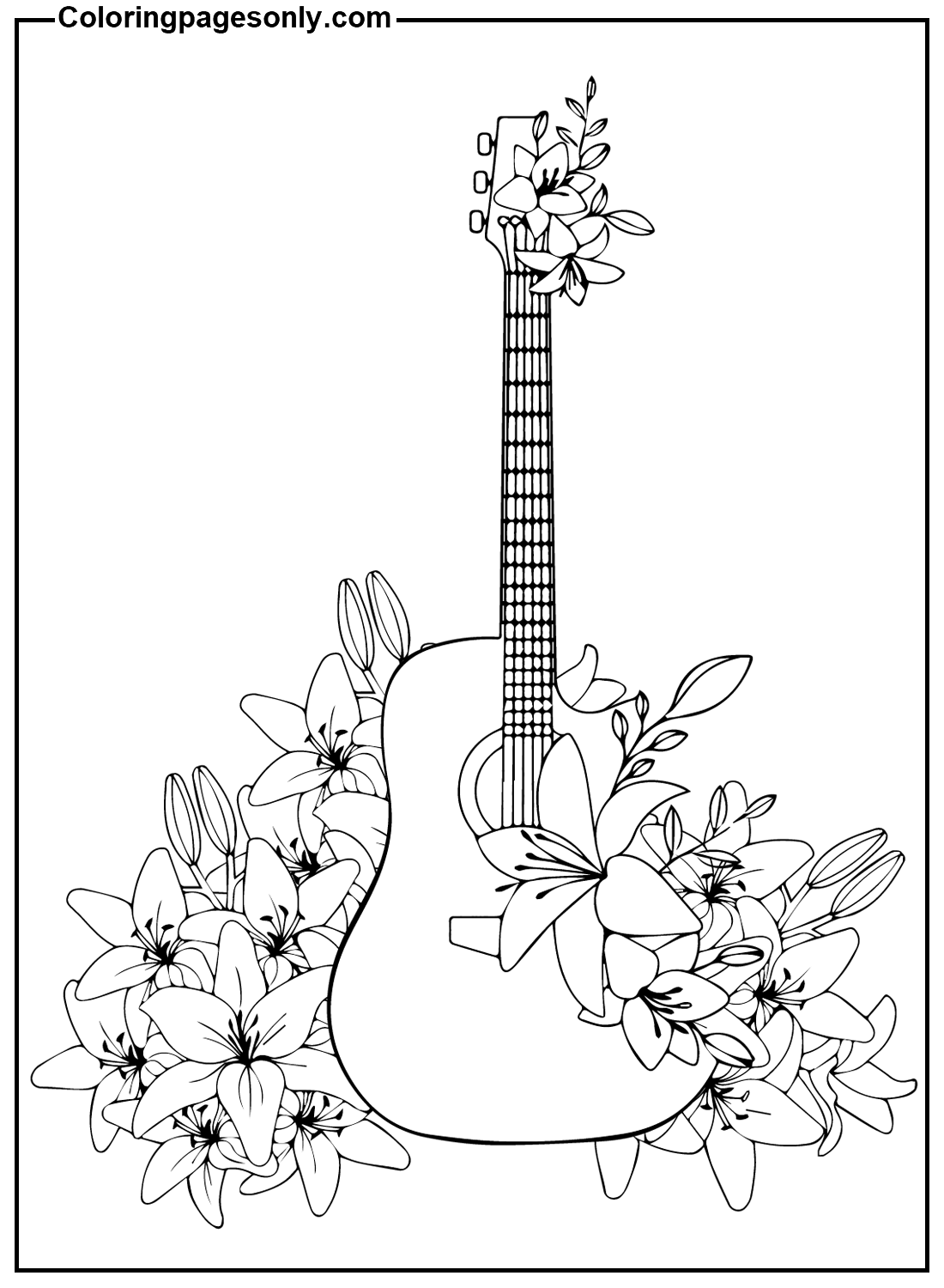 79 Guitar Coloring Pages Printable 75