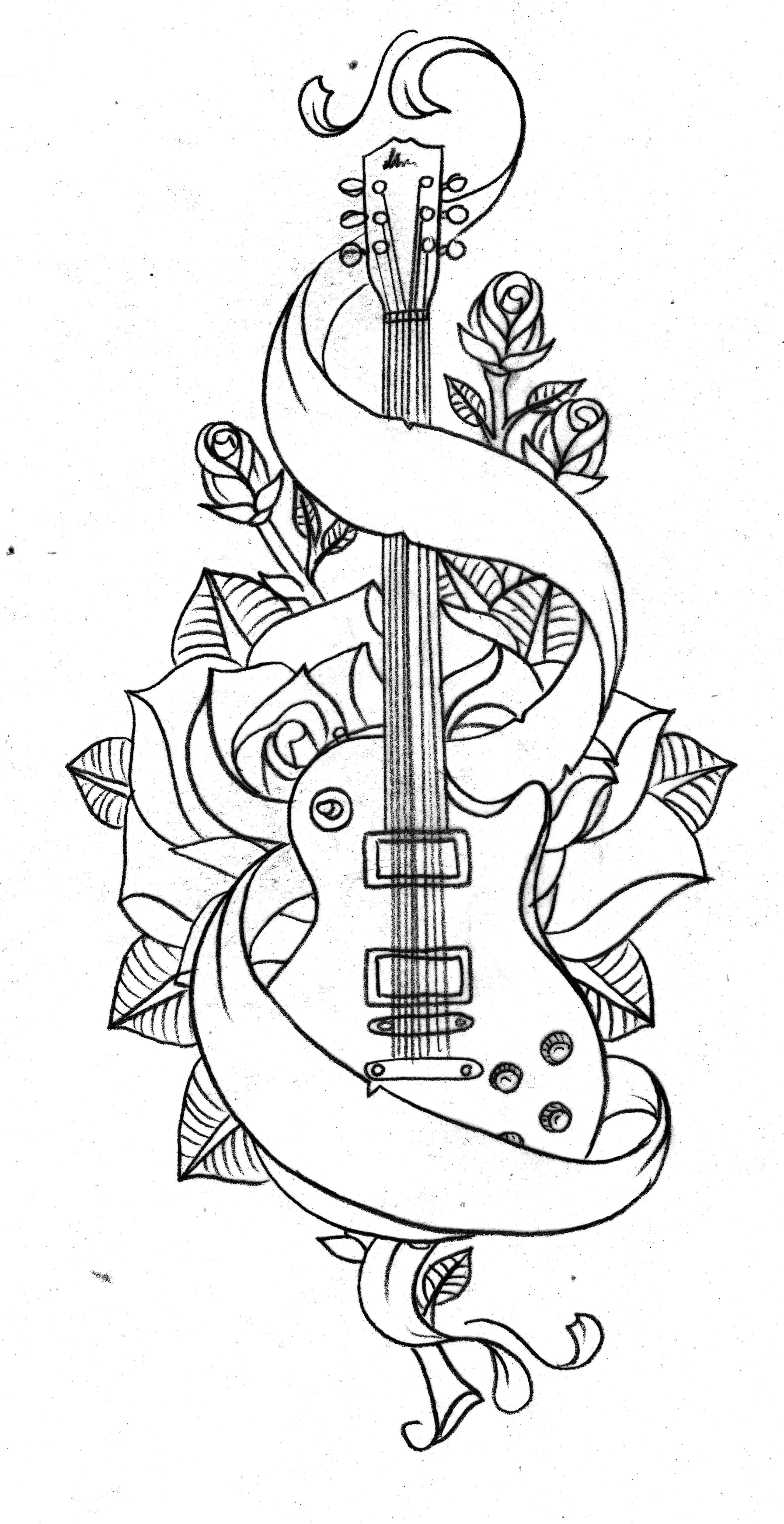 79 Guitar Coloring Pages Printable 76