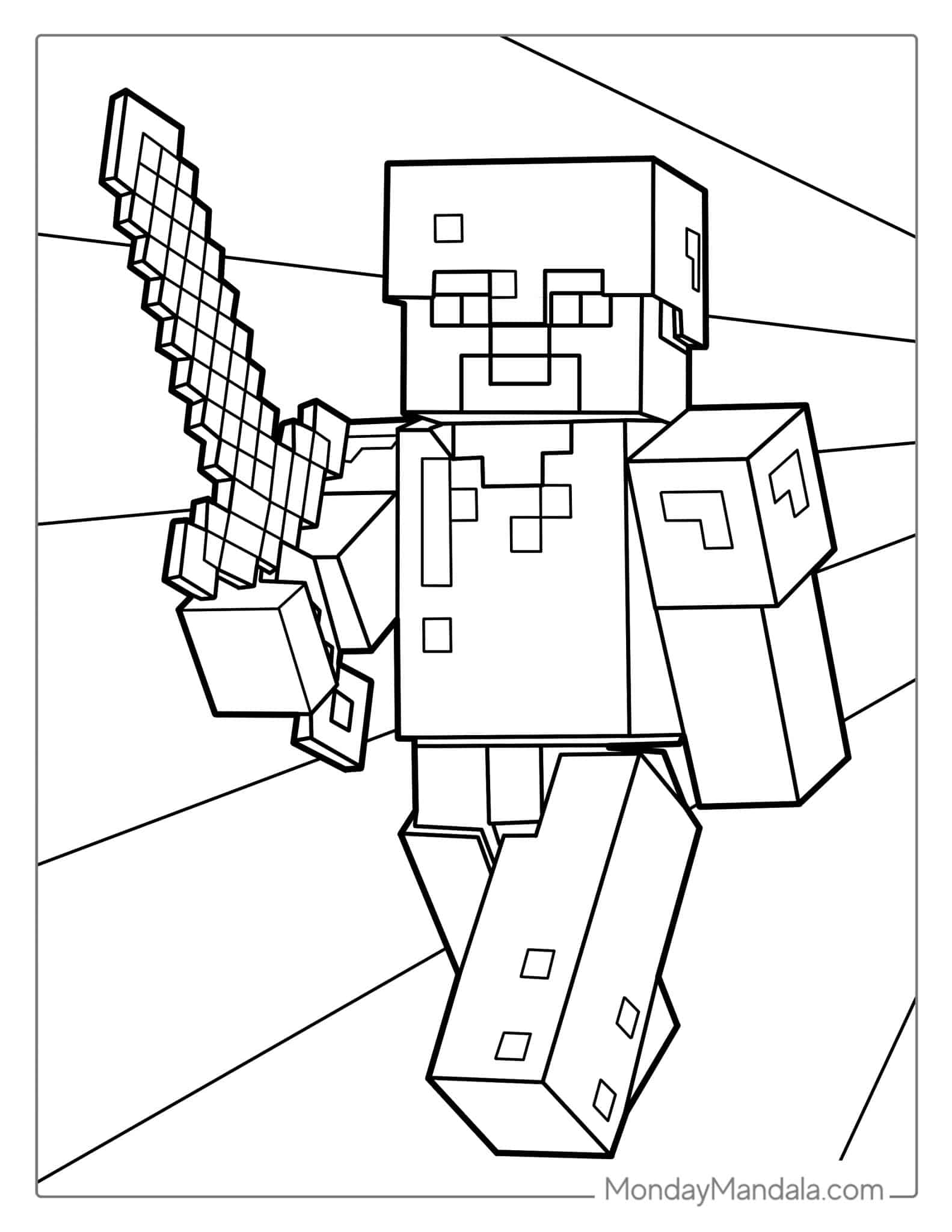 Exciting Minecraft Coloring Pages Printable 1