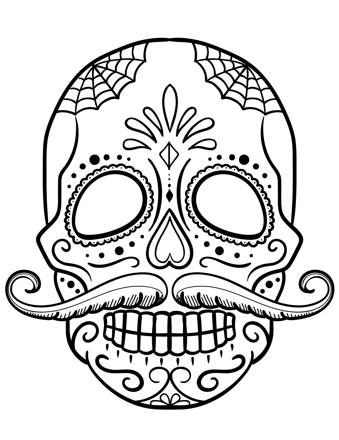 Festive Sugar Skull Coloring Pages Printable 1