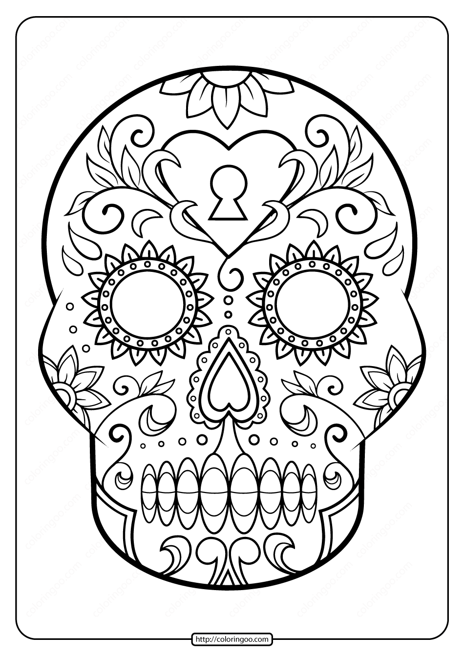 Festive Sugar Skull Coloring Pages Printable 10