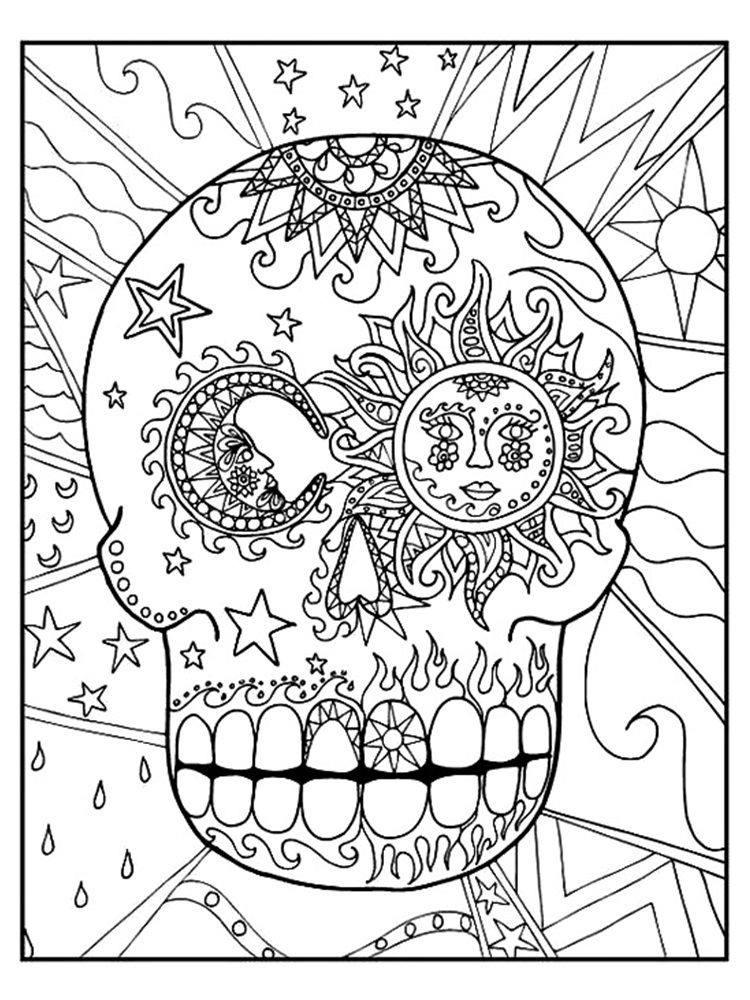 Festive Sugar Skull Coloring Pages Printable 11