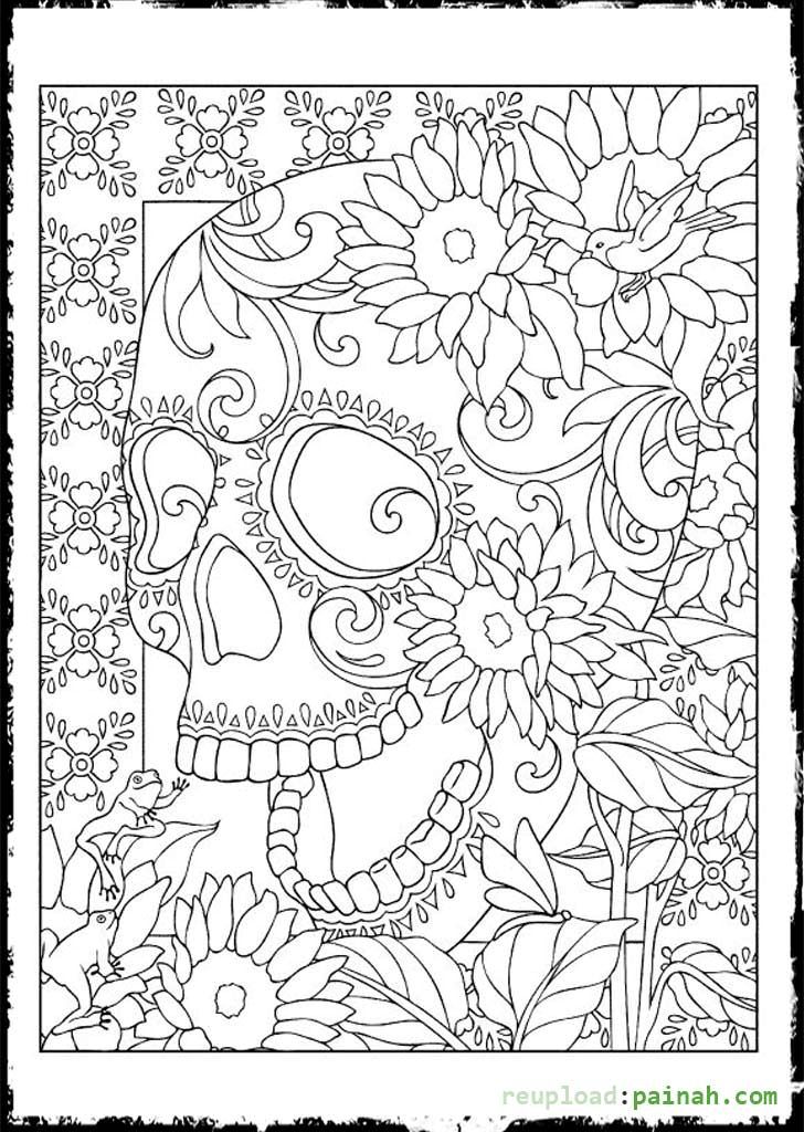 Festive Sugar Skull Coloring Pages Printable 12