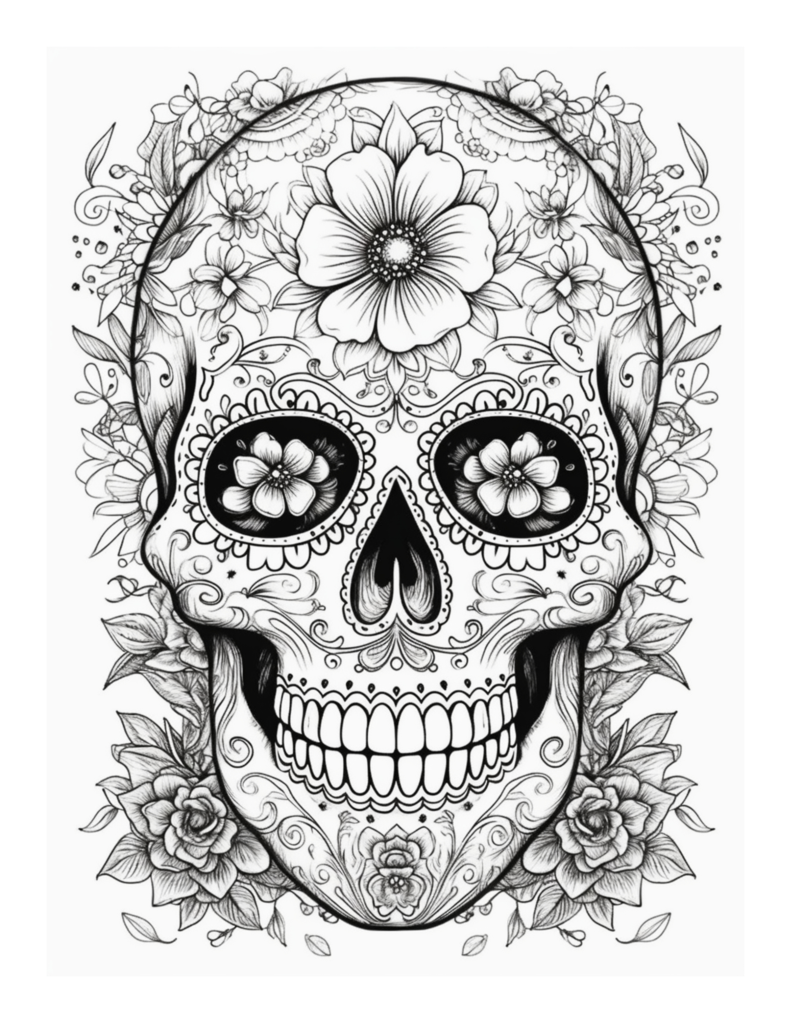 Festive Sugar Skull Coloring Pages Printable 14