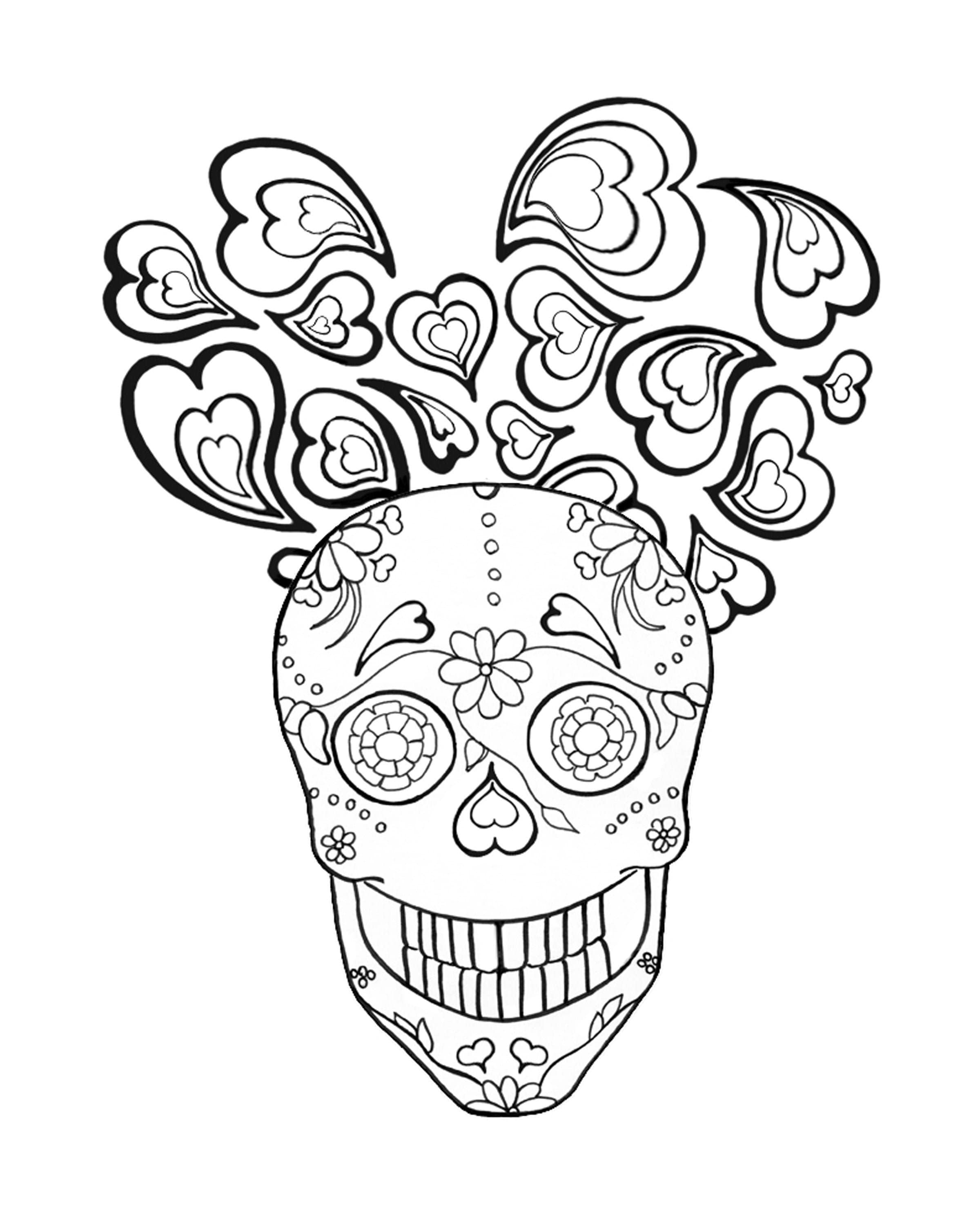 Festive Sugar Skull Coloring Pages Printable 17