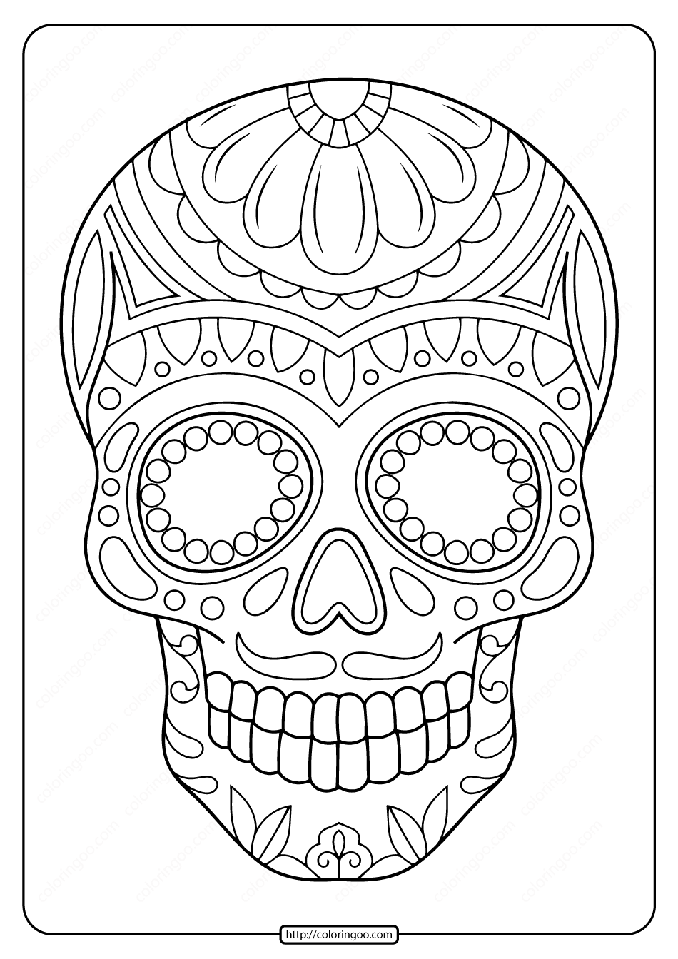 Festive Sugar Skull Coloring Pages Printable 18