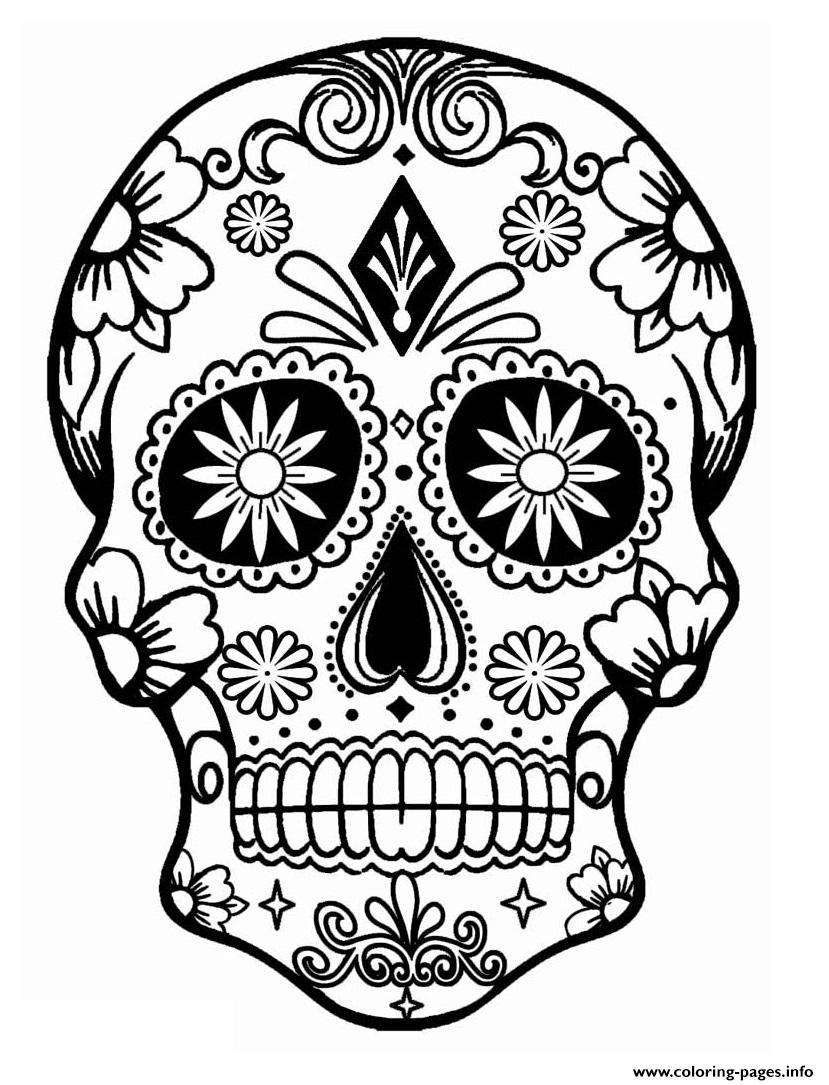 Festive Sugar Skull Coloring Pages Printable 2