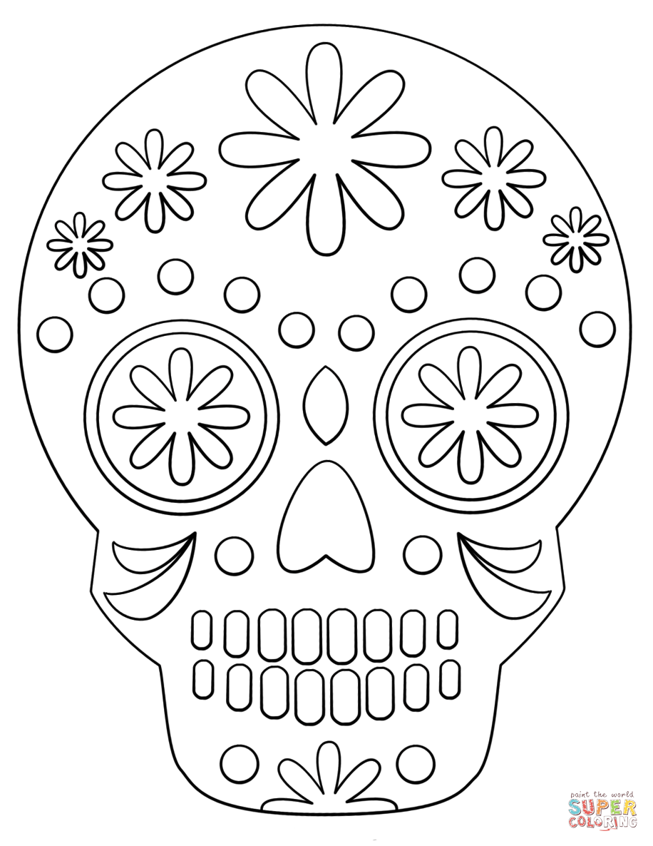 Festive Sugar Skull Coloring Pages Printable 20