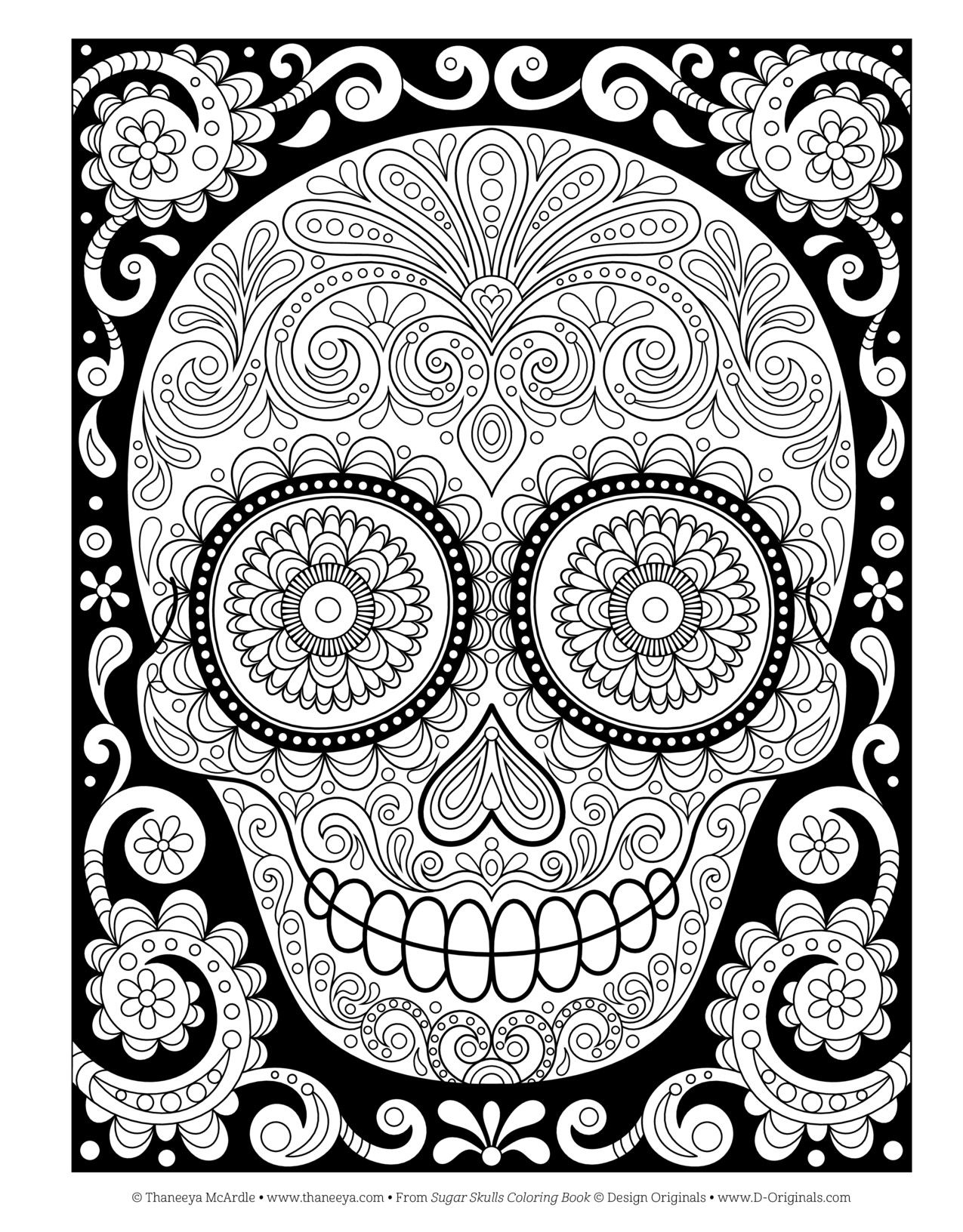 Festive Sugar Skull Coloring Pages Printable 21