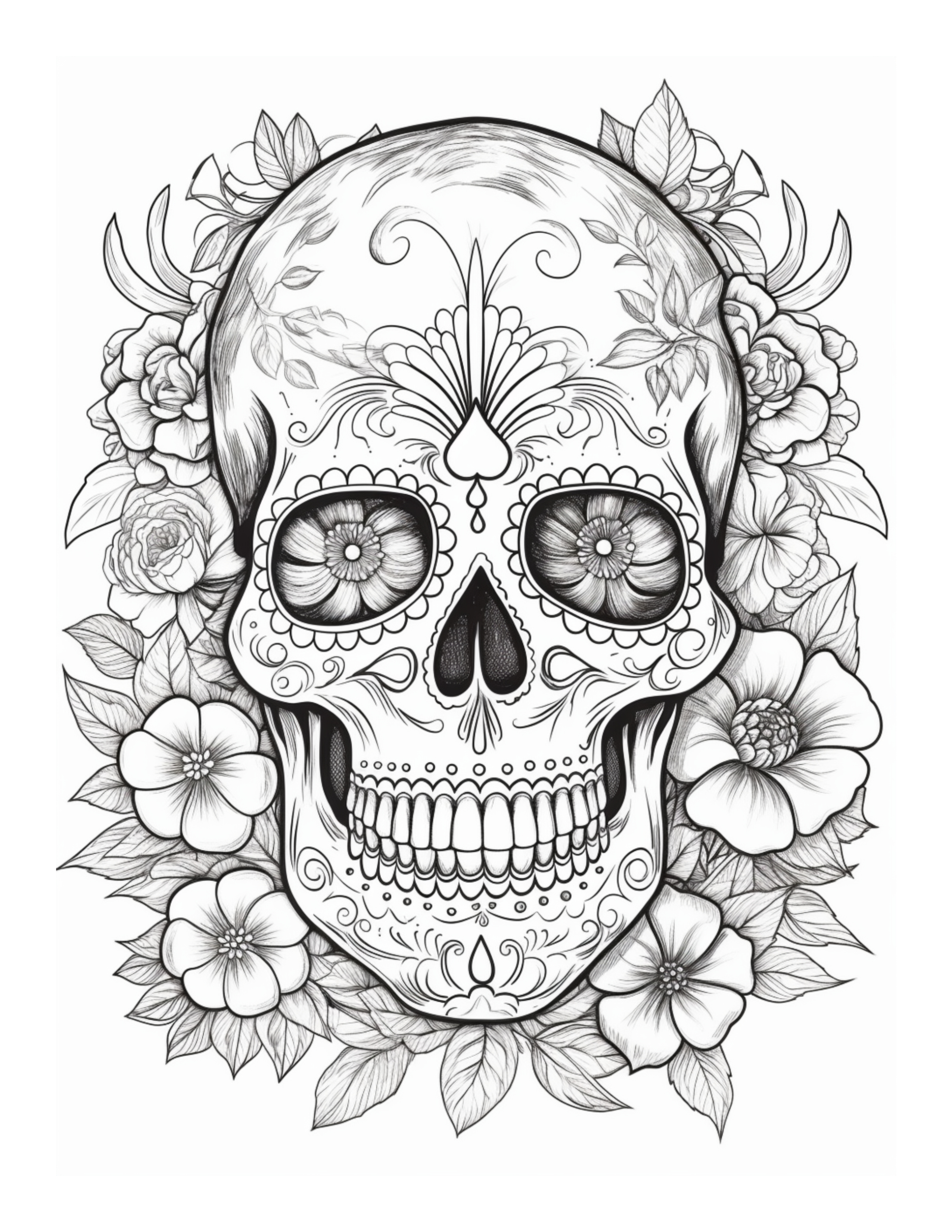 Festive Sugar Skull Coloring Pages Printable 28