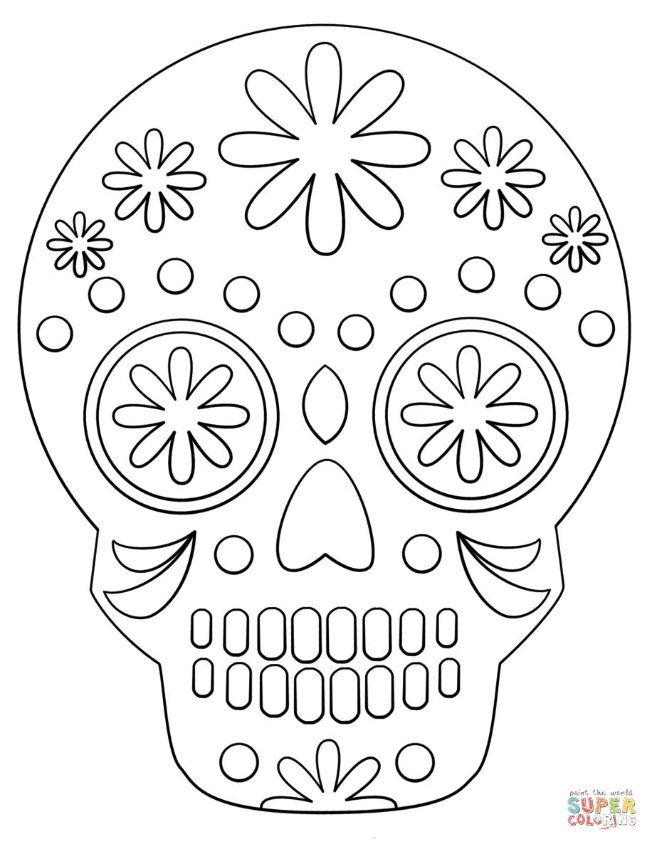 Festive Sugar Skull Coloring Pages Printable 29