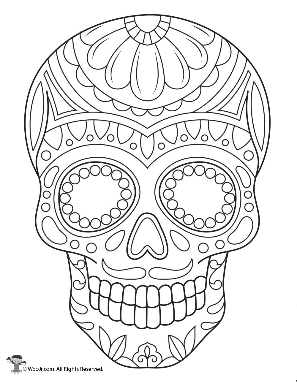 Festive Sugar Skull Coloring Pages Printable 3