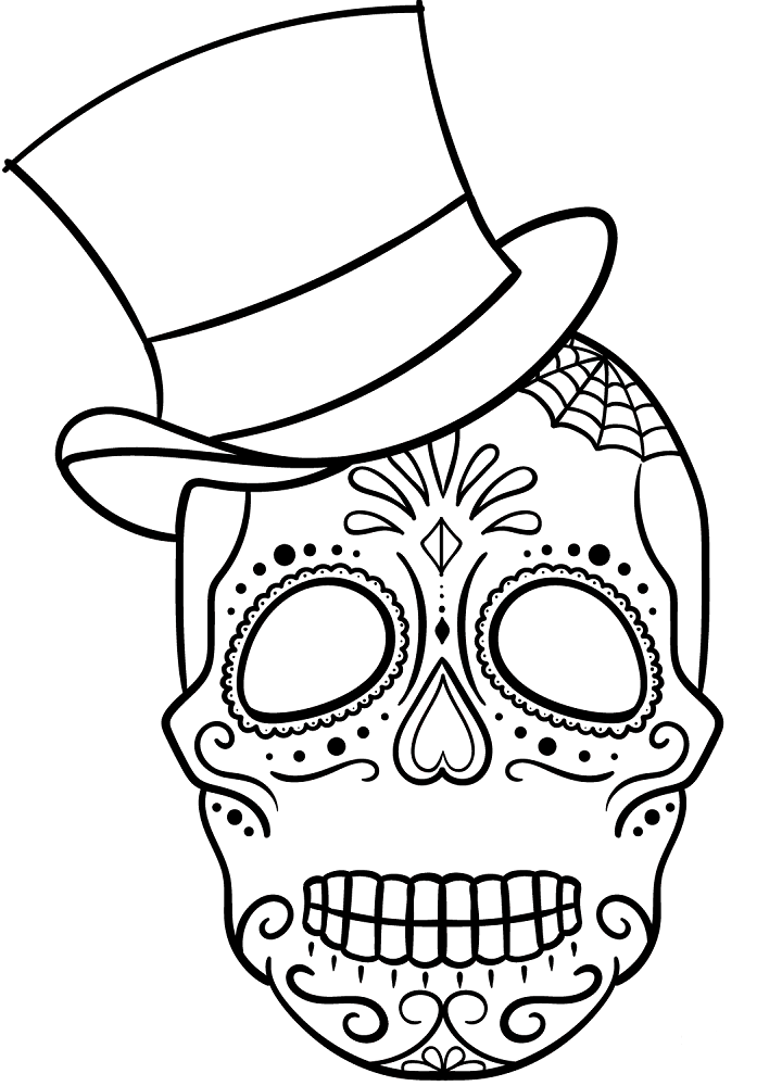 Festive Sugar Skull Coloring Pages Printable 30