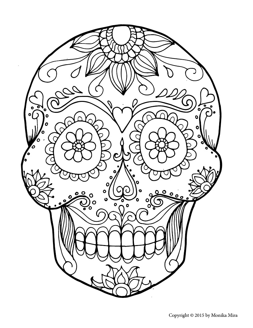 Festive Sugar Skull Coloring Pages Printable 31