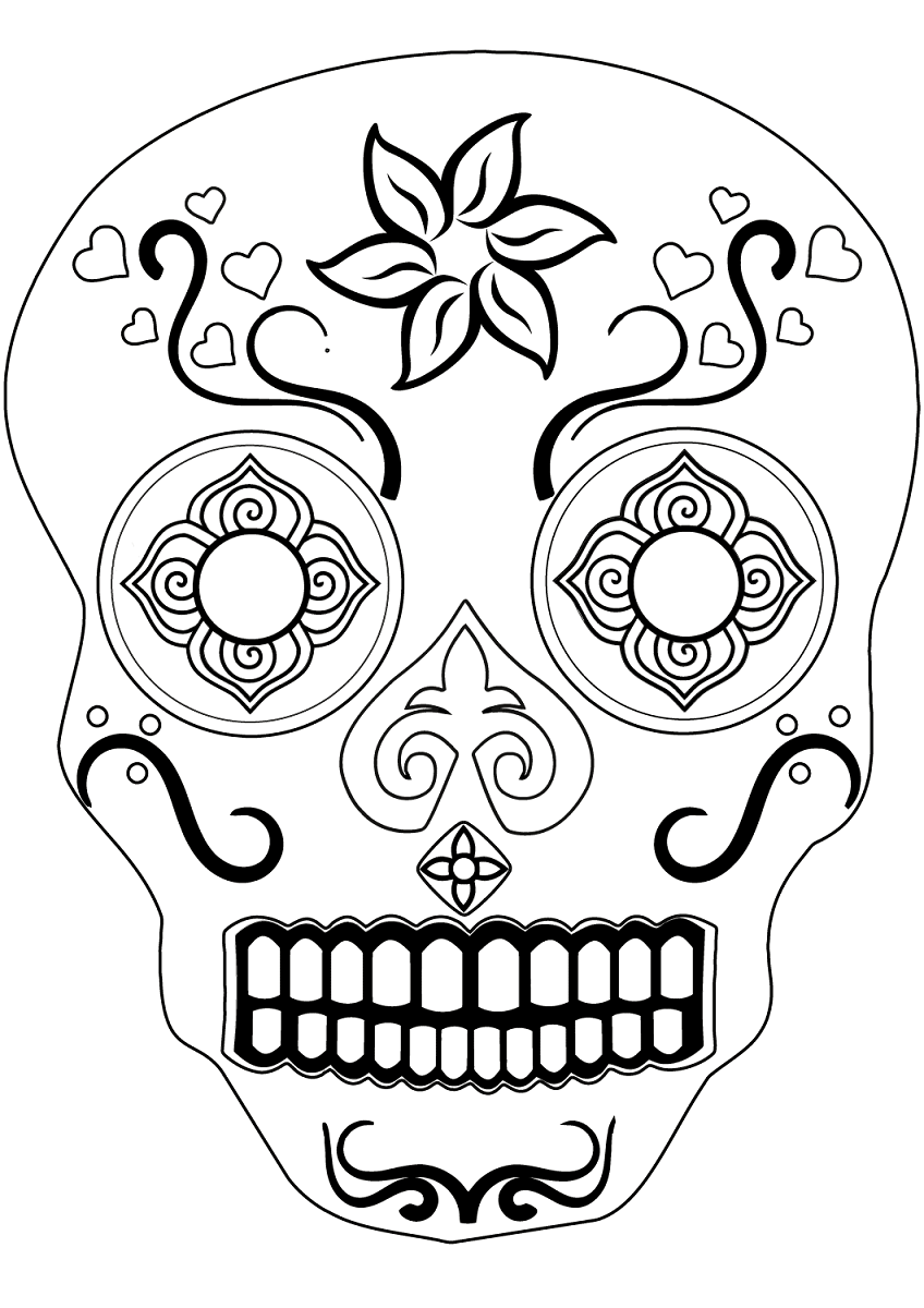 Festive Sugar Skull Coloring Pages Printable 32