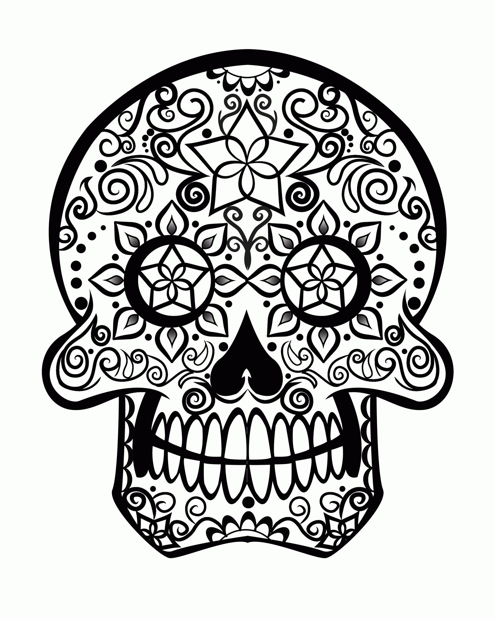 Festive Sugar Skull Coloring Pages Printable 33