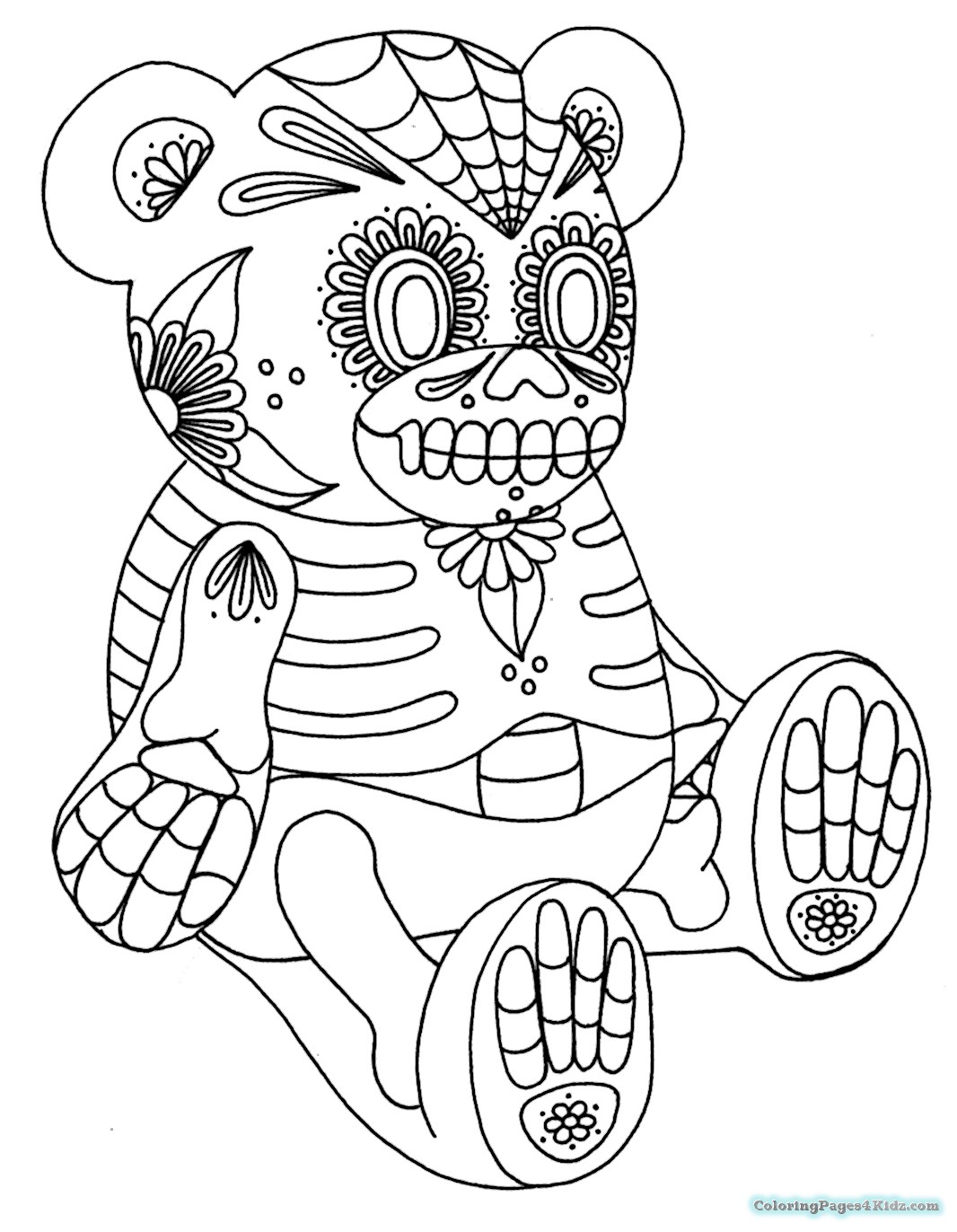 Festive Sugar Skull Coloring Pages Printable 34