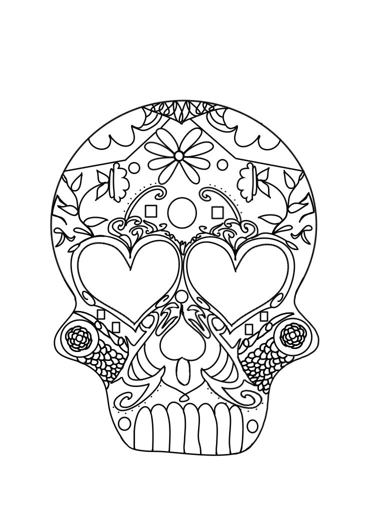 Festive Sugar Skull Coloring Pages Printable 6