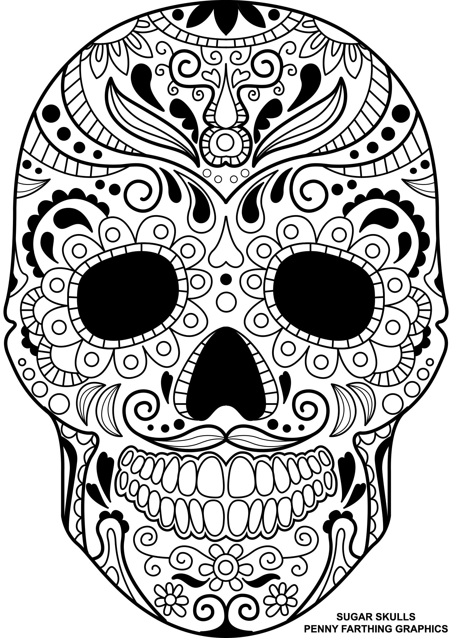 Festive Sugar Skull Coloring Pages Printable 8