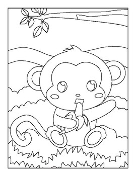 Playful Monkey Coloring Pages Printable 13