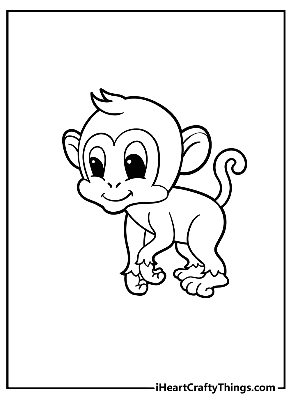 Playful Monkey Coloring Pages Printable 14