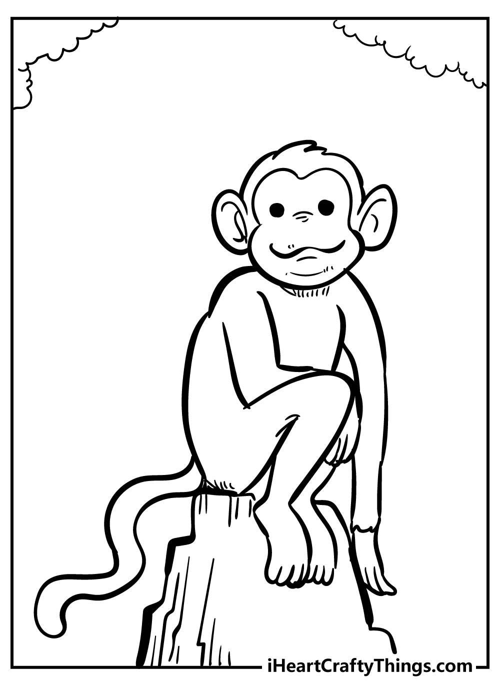 Playful Monkey Coloring Pages Printable 15