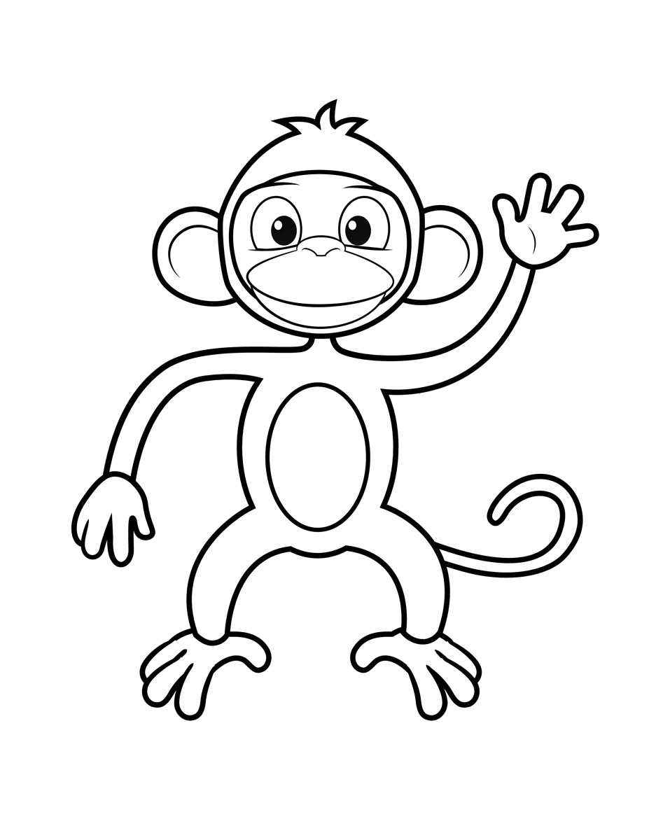 Playful Monkey Coloring Pages Printable 2