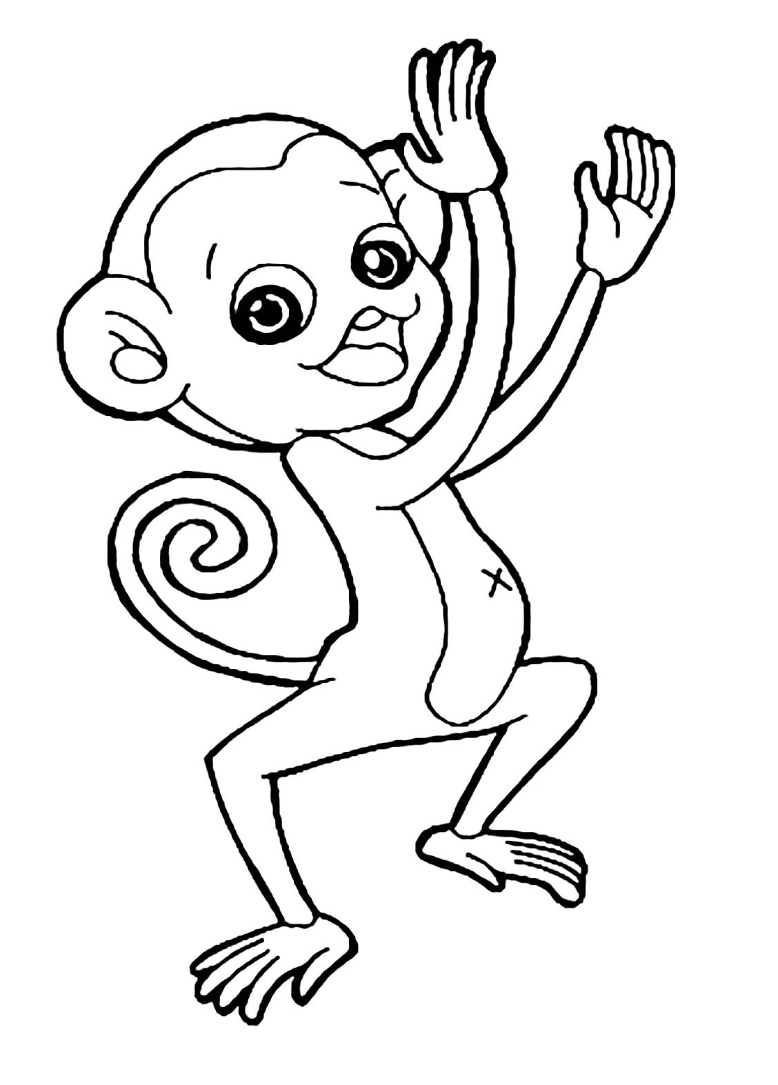 Playful Monkey Coloring Pages Printable 23