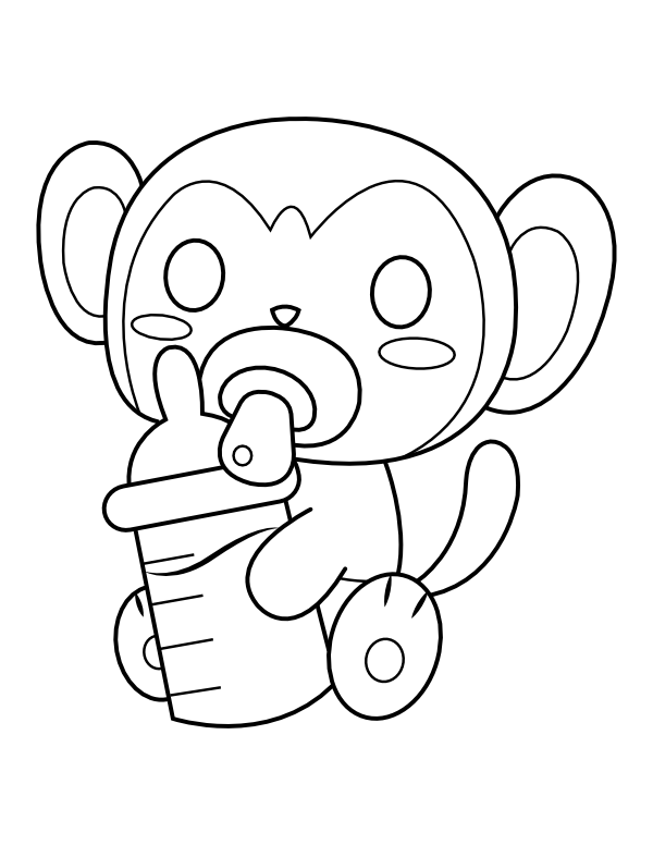 Playful Monkey Coloring Pages Printable 24