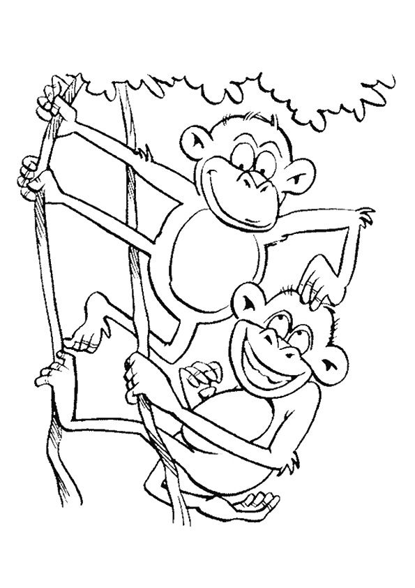 Playful Monkey Coloring Pages Printable 25