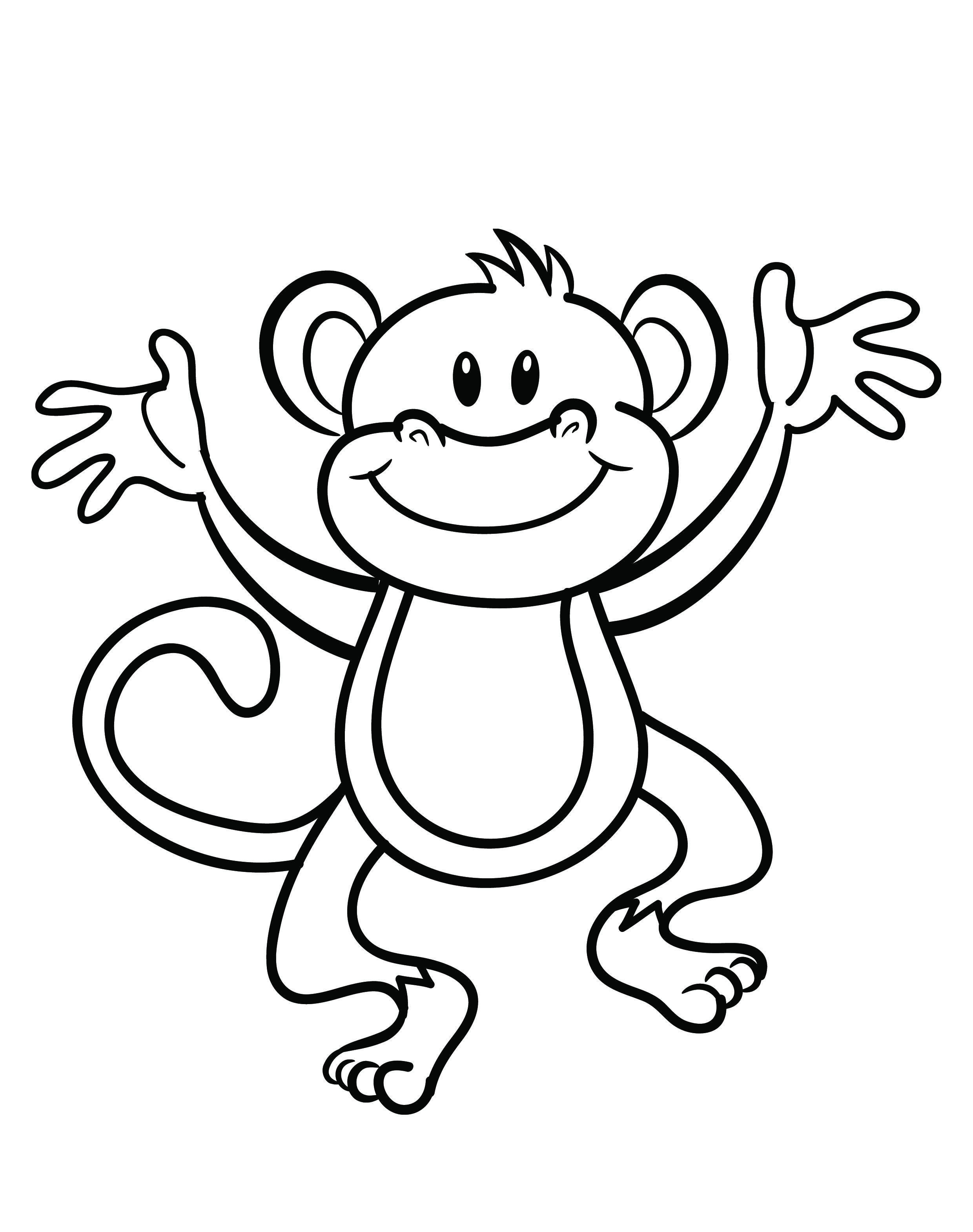 Playful Monkey Coloring Pages Printable 26