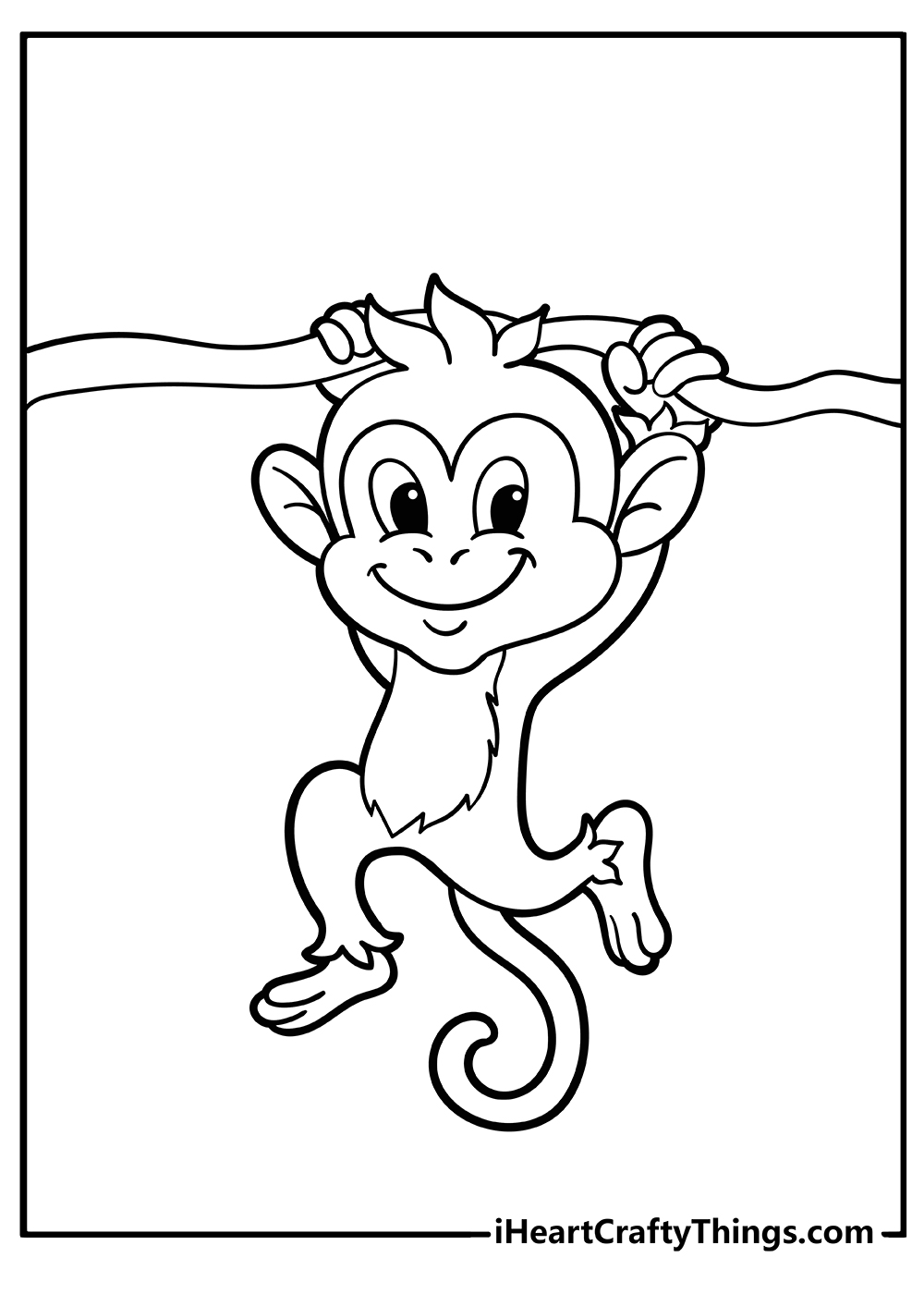 Playful Monkey Coloring Pages Printable 29