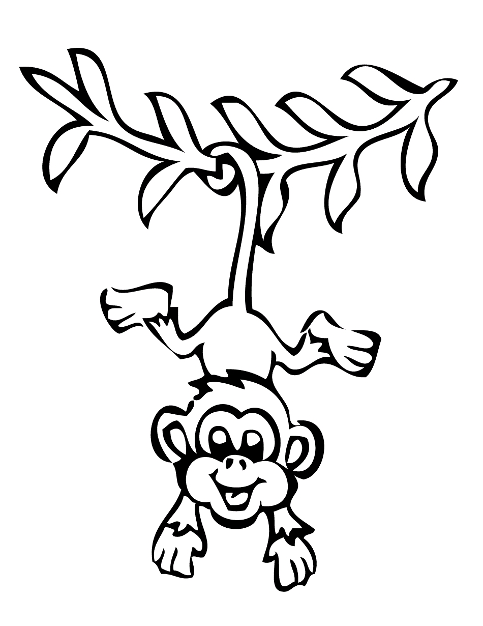 Playful Monkey Coloring Pages Printable 3