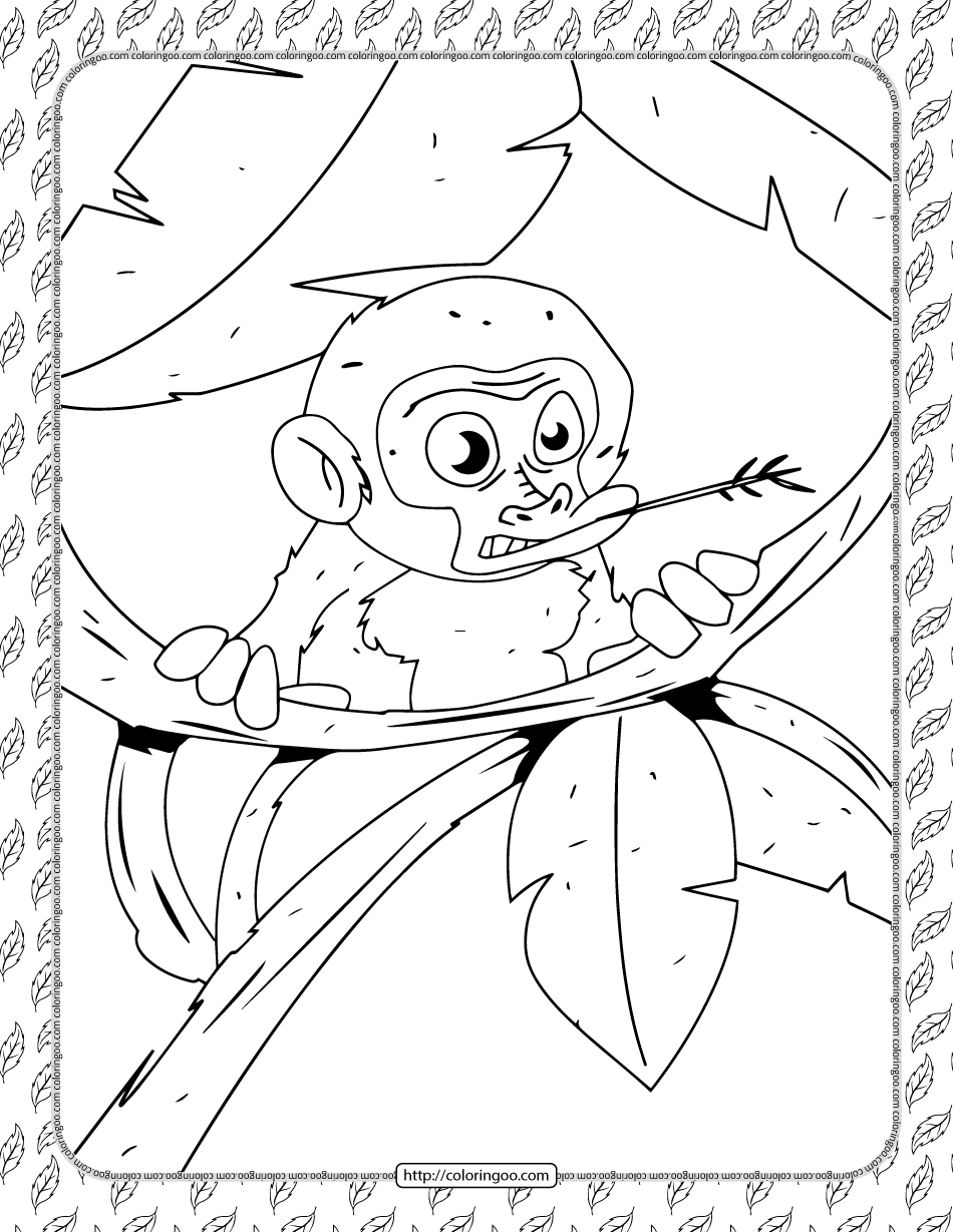 Playful Monkey Coloring Pages Printable 32