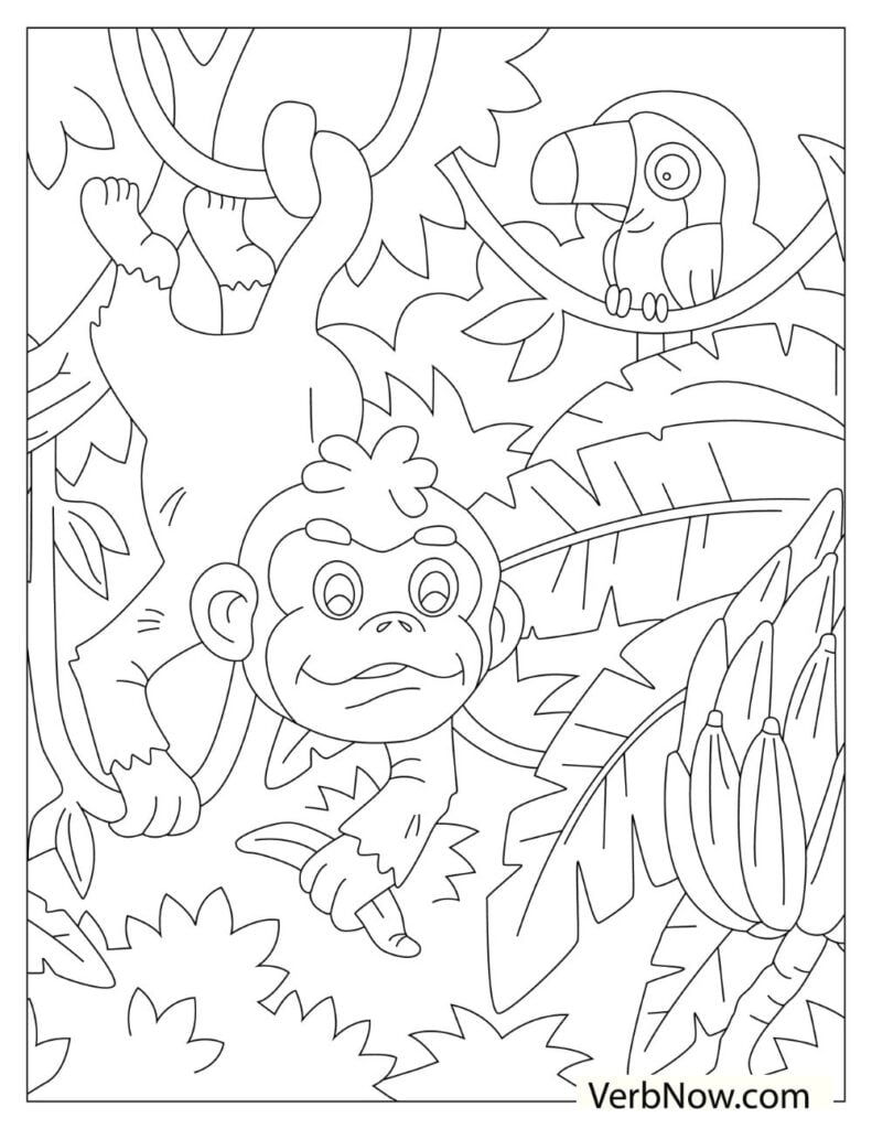 playful monkey coloring pages printable jpg