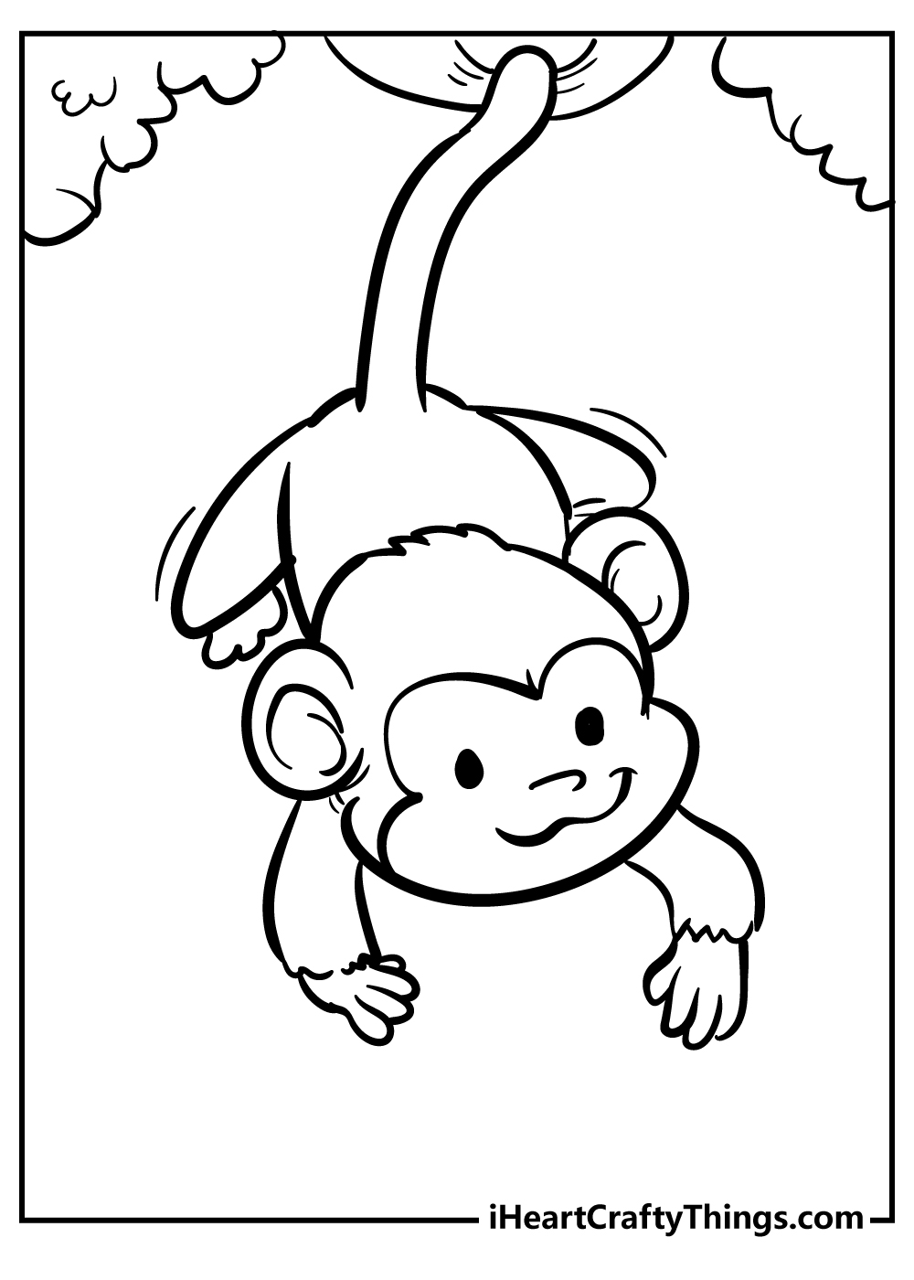 Playful Monkey Coloring Pages Printable 4