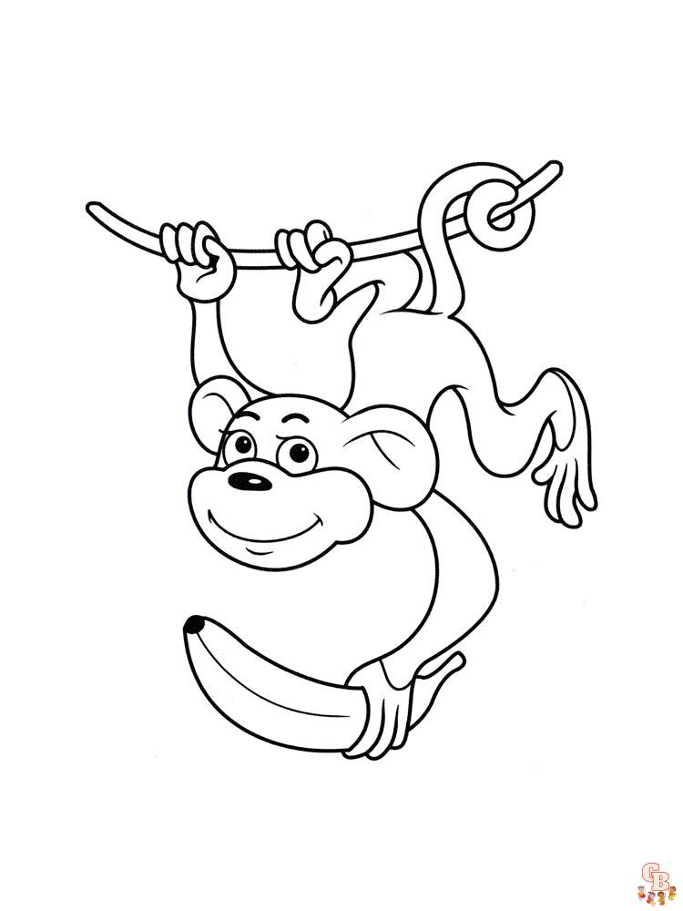 Playful Monkey Coloring Pages Printable 6