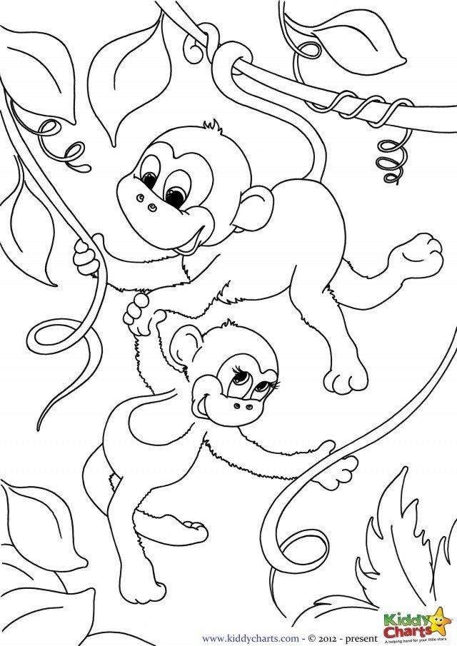 Playful Monkey Coloring Pages Printable 7