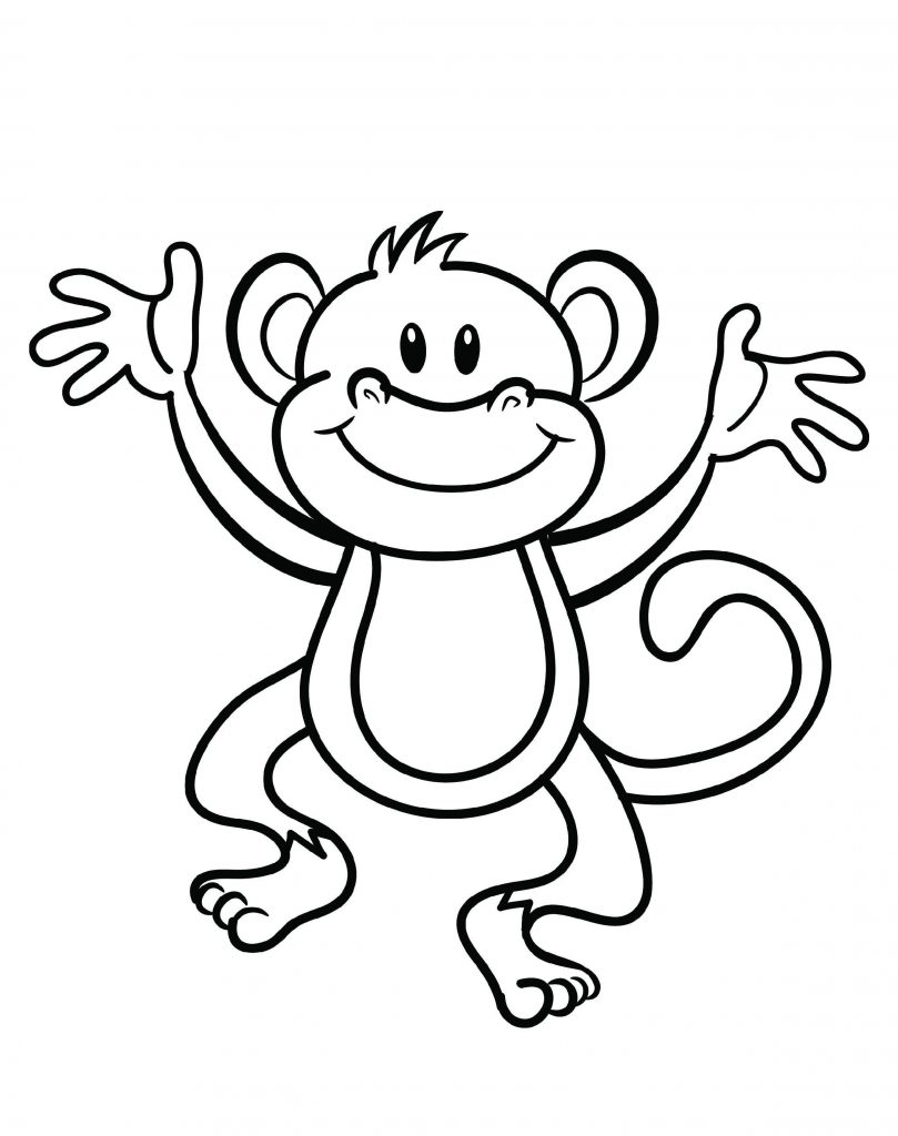 Playful Monkey Coloring Pages Printable 8