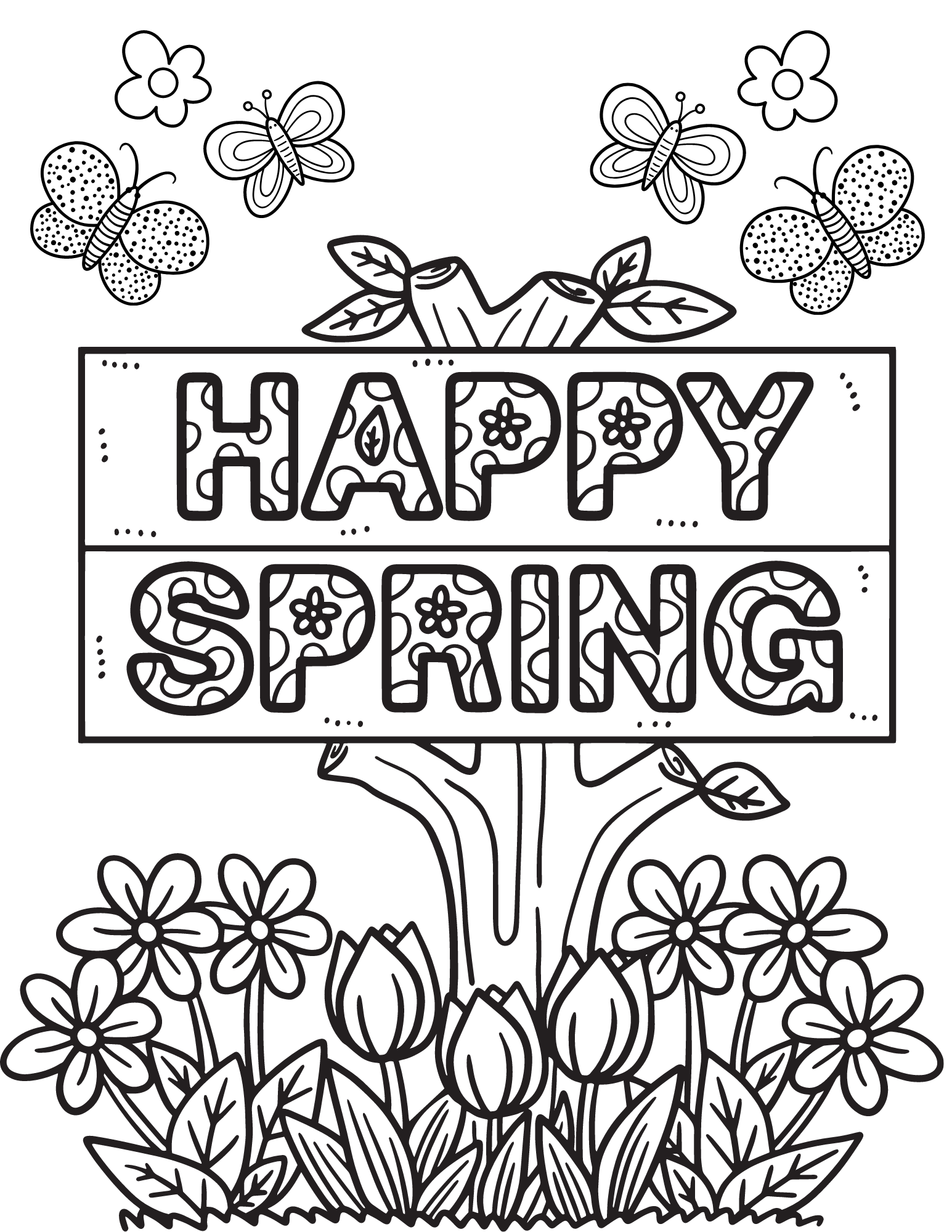 Refreshing Spring Coloring Pages Printable 1