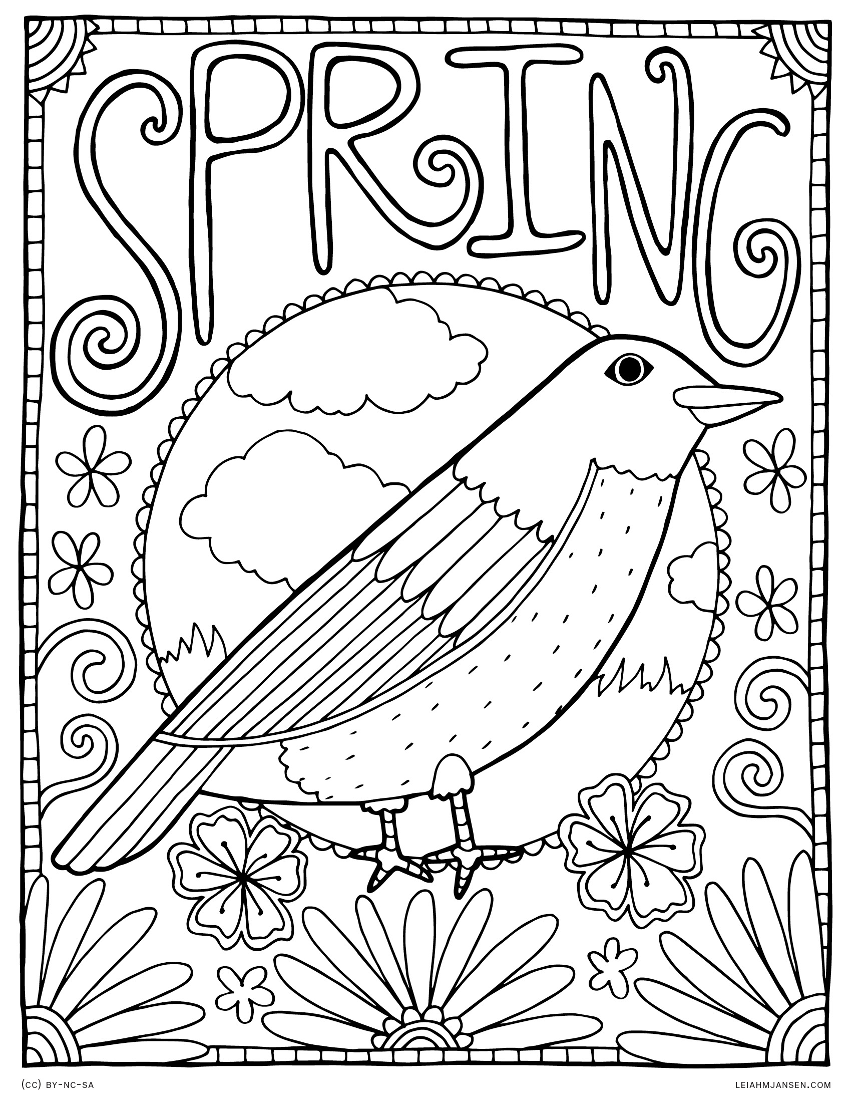 Refreshing Spring Coloring Pages Printable 26