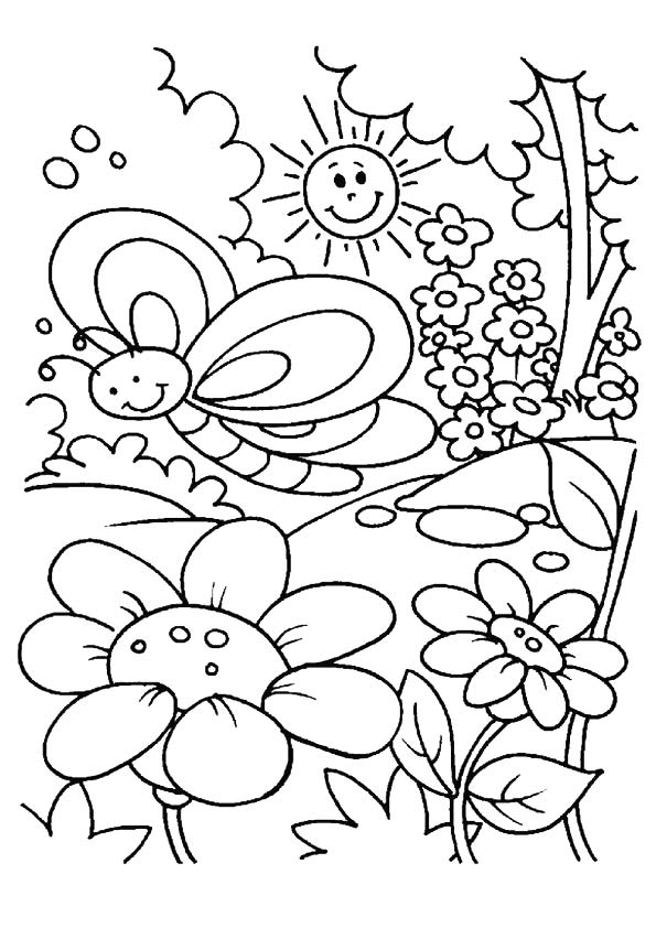 Refreshing Spring Coloring Pages Printable 29