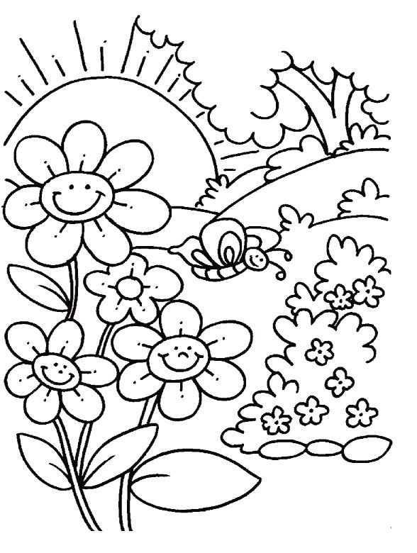 Refreshing Spring Coloring Pages Printable 3