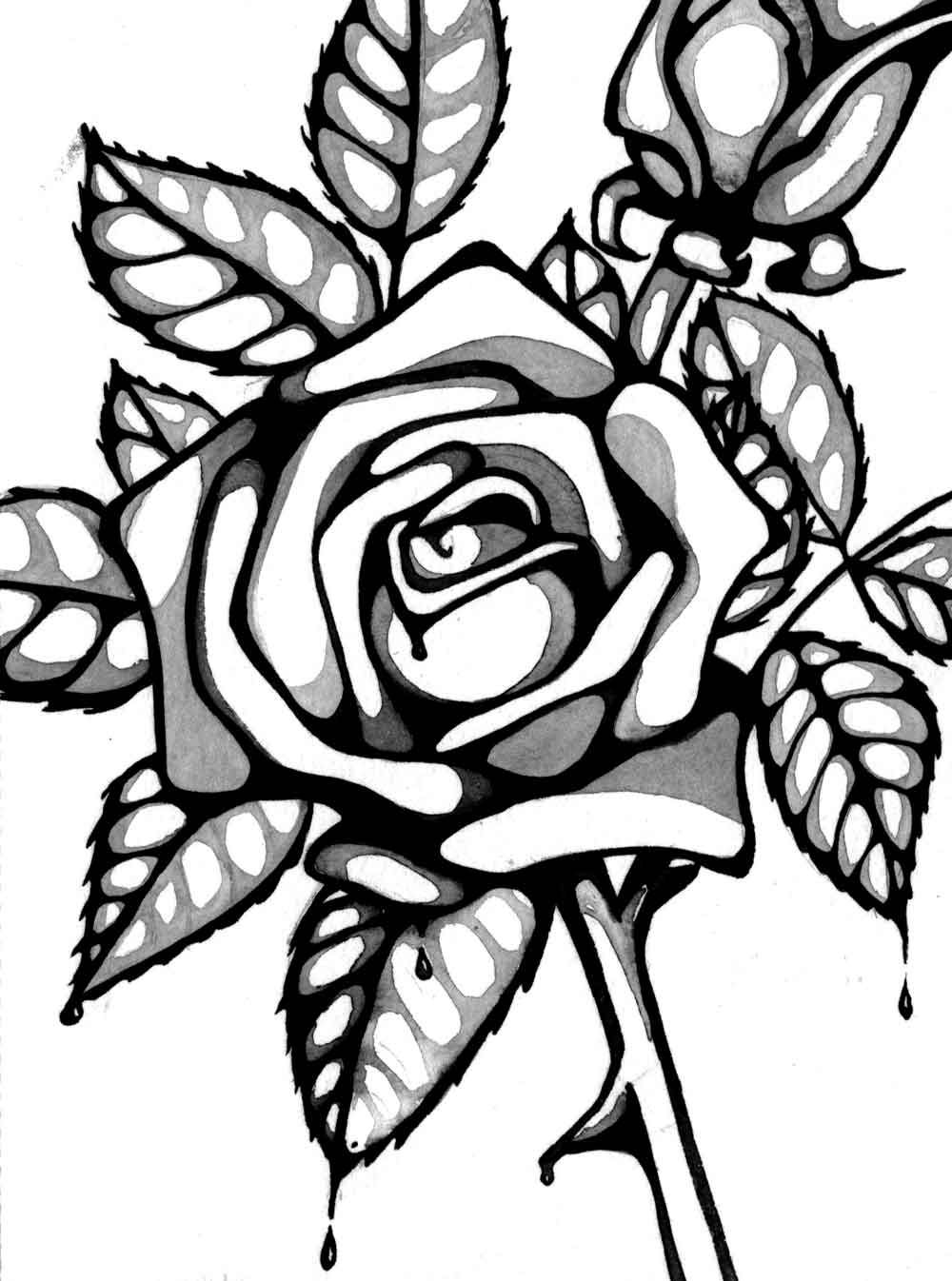 Romantic Rose Coloring Pages Printable 13