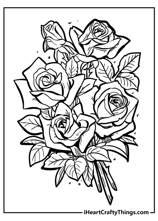 Romantic Rose Coloring Pages Printable 14