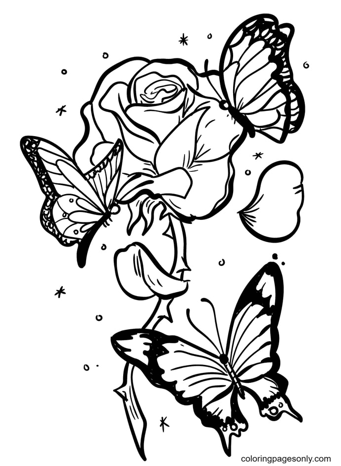 Romantic Rose Coloring Pages Printable 21