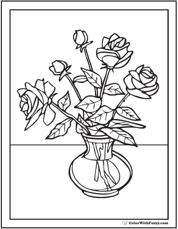 Romantic Rose Coloring Pages Printable 22