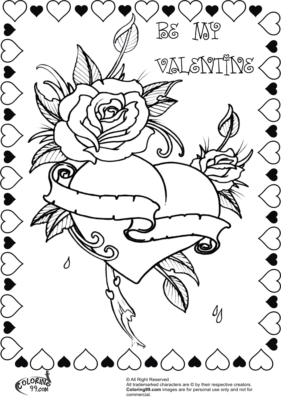 Romantic Rose Coloring Pages Printable 27